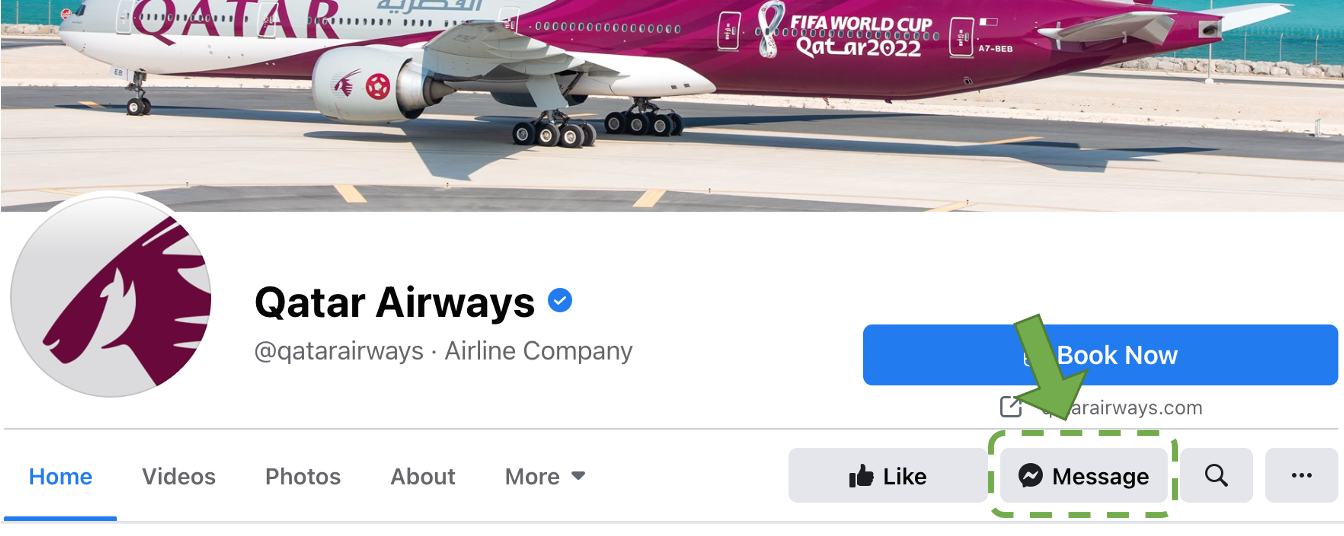 Kontakt Qatar Airways på Facebook Messenger