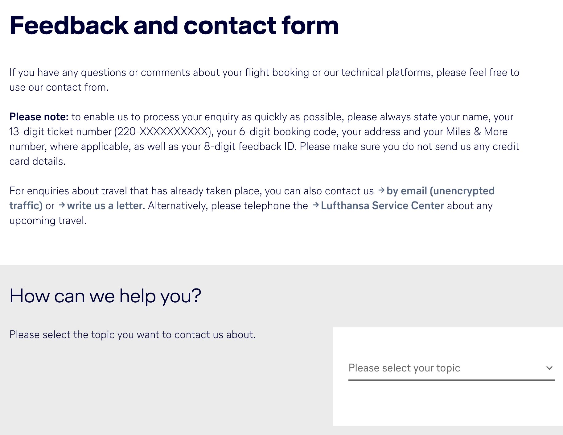 Kontakt Lufthansa på hjemmeside