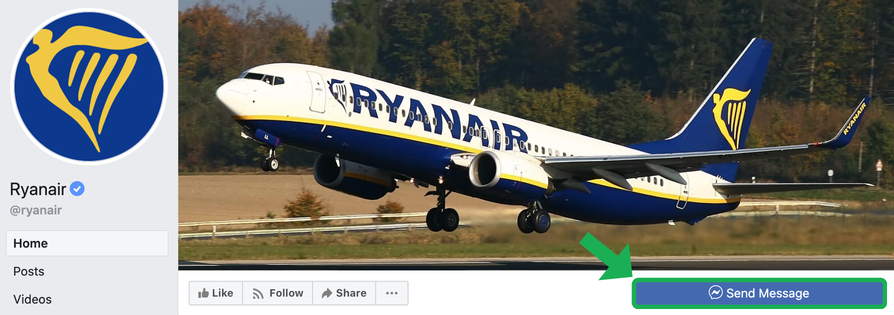 Kontakt Ryanair på Facebook
